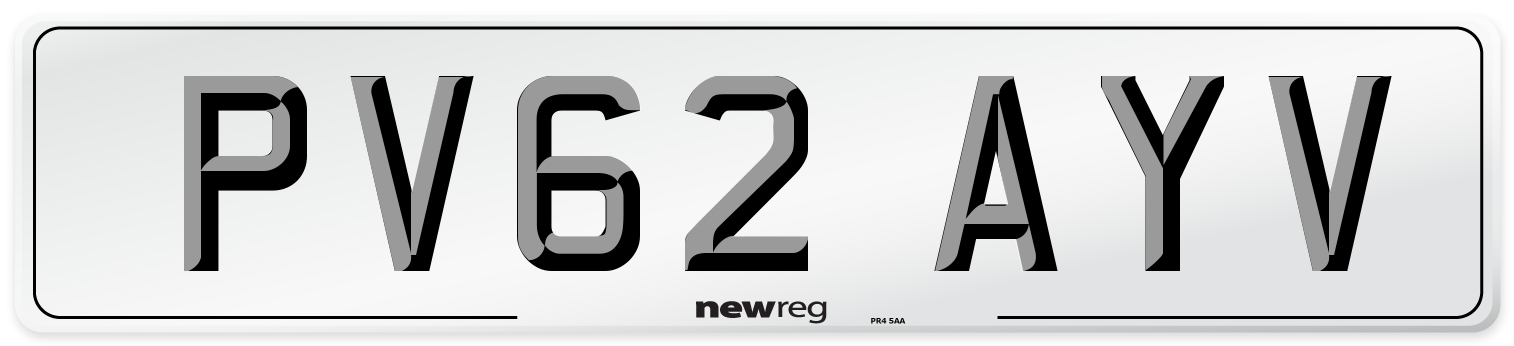 PV62 AYV Number Plate from New Reg